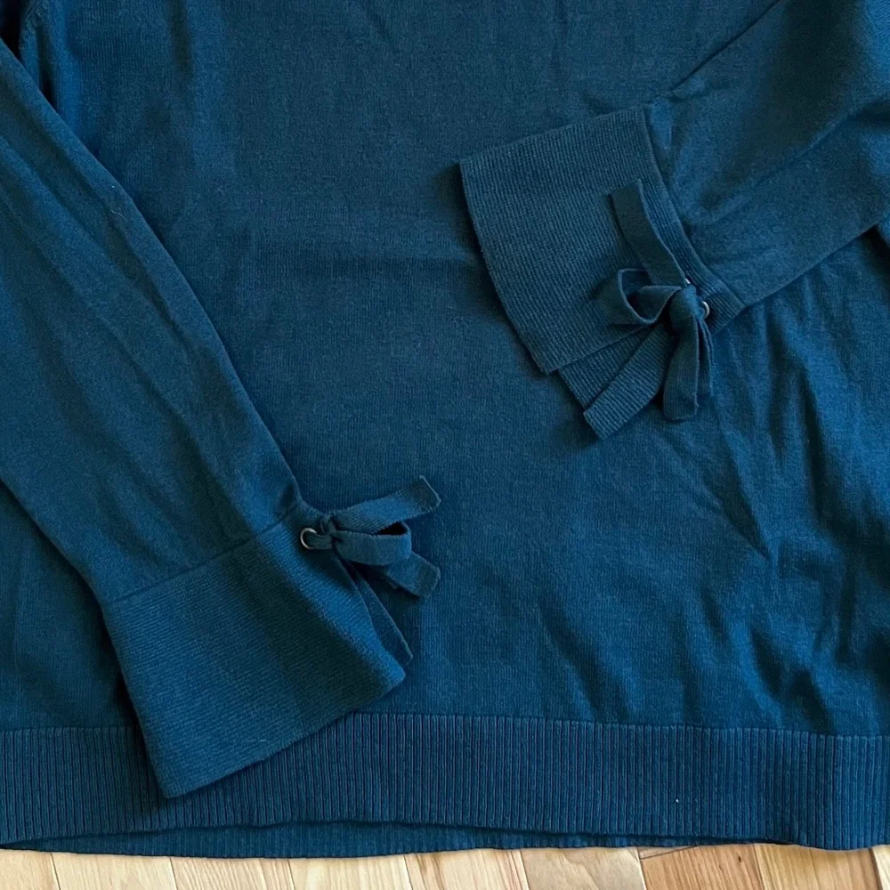 Talbots Green-Blue Long-Sleeve Blouse - Picture 3 of 6